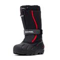 Sorel KIDS FLURRY Waterproof Unisex Kids Snow Boots, Black (Black x Bright Red) - Youth, 6 UK