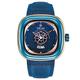Men's Watches,Square Dial Calendar Waterproof Leather Strap Quartz Watch, Blue Face