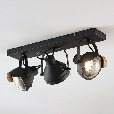 Lindby Deckenstrahler Henega, 52 cm, schwarz, 3-flammig Henega Lindby, dimmbar, schwarz, für Wohn- / Esszimmer, Metall, Industrielles Design, Strahler Image