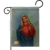 Breeze Decor Sacred Heart Mary Inspirational Faith & Religious Impressions Decorative 2-Sided 18.5 x 13 in. Garden Flag in Green/Red | Wayfair