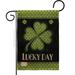 Breeze Decor Lucky Day Clover Impressions Decorative 2-Sided Burlap 18.5 x 13 in. Garden Flag in Black/Green | 18.5 H x 13 W in | Wayfair