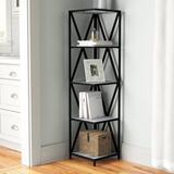 Lark Manor™ Ariyana 53.5" H x 13" W Corner Bookcase, Metal in Gray/Black | 53.5 H x 13 W x 13 D in | Wayfair 5CFC0273E5B04CE8AD9BC945D9BBA925