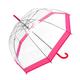 Susino Regenschirm, Glocke/Kuppel, transparent, für Damen, automatisches Öffnungssystem, breiter Schutz, mit Durchmesser 100 cm, winddicht, rosa Rand, Transparent und Rosa, 100 cm, Stockschirm
