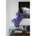 Rosecliff Heights Driftwood & Vanda Orhcis Floral Arrangement in Medium Moon Vase in Blue | 24" H x 22" W x 8" D | Wayfair