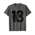 Lucky Dreizehn Distressed in schwarz Lucky Nummer 13 T-Shirt