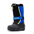 Sorel KIDS FLURRY Waterproof Unisex Kids Snow Boots, Black (Black x Super Blue) - Youth, 6 UK