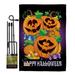 Breeze Decor Happy Pumpkins Fall Halloween Impressions Decorative 2-Sided Polyester 19 x 13 in. Flag Set in Black/Orange | 18.5 H x 13 W in | Wayfair