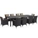 Convene 11 Piece Outdoor Patio Dining Set in Espresso Mocha - East End Imports EEI-2219-EXP-MOC-SET