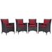 Convene 4 Piece Outdoor Patio Dining Set in Espresso Red - East End Imports EEI-2190-EXP-RED-SET