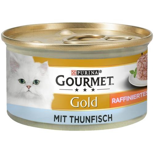 48x85g Raffiniertes Ragout Mix Huhn & Thunfisch Gourmet Katzenfutter nass