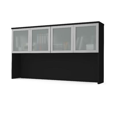 Pro-Concept Plus Hutch w/ Frosted Glass Doors in Black - Bestar 110523-1118