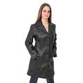 A1 FASHION GOODS Ladies Trench 3/4 Length Real Leather Coat Parka Fitted Jacket in Lexi (Black, 14)