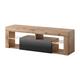 Selsey BIANKO – TV-Lowboard/TV-Schrank in Holz-Optik Lancaster Eiche mit Klappe in Schwarz Hochglanz mit LED-Beleuchtung Stehend 140cm