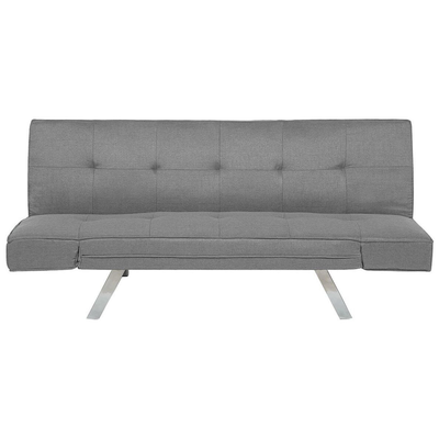 Sofa Grau Polsterbezug 3-Sitzer Schlaffunktion Minimalistisch Modern Wohnzimmer