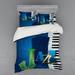 East Urban Home Jazz Music Duvet Cover Set Microfiber in Blue/Navy | Queen Duvet Cover + 3 Additional Pieces | Wayfair