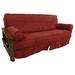 Winston Porter Box Cushion Futon Slipcover Microfiber/Microsuede in Red/Brown | 8 H x 75 W x 54 D in | Wayfair 544473D620BA4D8BA9EBE467CF6F1862