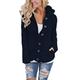 Happy Sailed Womens Oversized Coat Long Sleeve Jacket Cardigan Winter Warm Tops Outerwear Overcoat Size 12 14 Navy Blue
