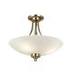 Modern 3 Light Antique Brass and Glass Semi Flush Ceiling Light Fitting