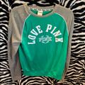 Pink Victoria's Secret Tops | A Green Pink Crewneck Sweatshirt | Color: Green | Size: S