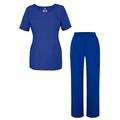 Adar Universal Women's Scrub Set - V-Neck Scrub Top and Elastic Pull-On Scrub Pants - 901 - Royal Blue - 3X