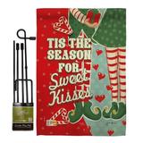 Breeze Decor Season Sweet Kisses Winter Christmas Impressions 2-Sided Polyester 19 x 13 in. Garden Flag in Green/Red | 18.5 H x 13 W in | Wayfair