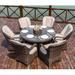 Lark Manor™ Algird Round - Person 7 Piece 53" Long Outdoor Dining Set w/ Cushion Glass/Wicker/Rattan in Brown | 28.35 H x 53.15 W x 53.15 D in | Wayfair