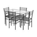 Costway 5 Pieces Dining Set with Tempered Glass Top Table and 4 Upholstered Chairs