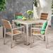 Ebern Designs Aret Coral 5 Piece Outdoor Dining Set Glass/Metal in Brown/Gray | 30 H x 35 W x 35 D in | Wayfair 65F61AF2FE50424392E15936DCFAEDB8