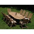 Rosecliff Heights Tre Luxurious 11 Piece Teak Outdoor Dining Set Wood/Teak in Brown/White | 30.5 H x 117 W x 42.5 D in | Wayfair