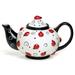 Gracie Oaks Amorita Ladybugs & Swirls 46 Oz. Ceramic Teapot Porcelain China/Ceramic in Black/Red | 6.25 H x 10.5 W x 7.5 D in | Wayfair