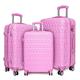 CMY Suitcase Set 3 Piece/Hard Shell / 4 Spinner Wheels/Set of 3 / Combination Lock/Lightweight 20" 24" 28" Set (Pink, 3 Piece Set)