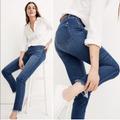 Madewell Jeans | Madewell High Rise Slim Straight Leg Jeans | Color: Blue/White | Size: 24