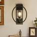 Mercury Row® Valenzuela 1 - Light Dimmable Antique Armed Sconce Glass/Metal in Black | 15.3 H x 11 W x 7 D in | Wayfair