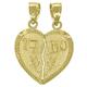 14ct Yellow Gold Womens Dc Te Amo Broken Love Heart Birds Height 21.5mm Pendant Necklace Charm Jewelry Gifts for Women