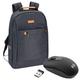 PEDEA Laptop Rucksack "Elegance" Notebook-Rucksack bis 17,3 Zoll (43,9 cm) mit Tablet-PC Fach bis 10,1 Zoll (25,9 cm) inkl. Schnurloser Maus, Grau