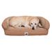 3 Dog Personalized EZ Wash Fleece Bolster Dog Bed, 48" L X 31" W X 10" H, Tan, Large