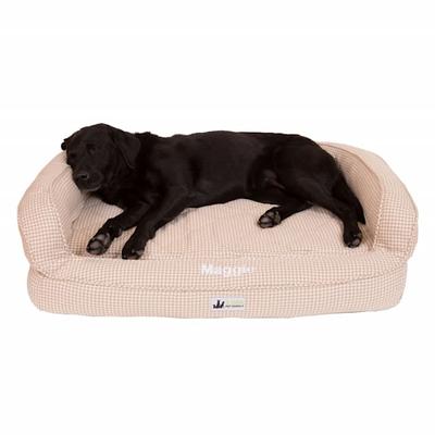 3 Dog Personalized EZ Wash Premium Memory Foam Bolster Dog Bed, 48" L X 31" W X 10" H, Houndstooth
