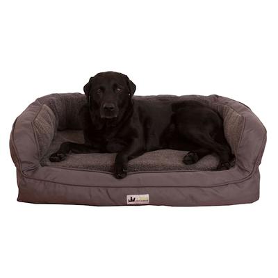 3 Dog Personalized EZ Wash Memory Foam Fleece Bolster Dog Bed, 38" L X 26" W X 10" H, Chocolate