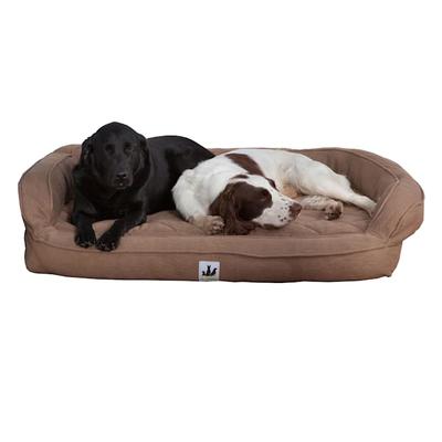3 Dog Personalized EZ Wash Premium Memory Foam Bolster Dog Bed, 38" L X 26" W X 10" H, Brown
