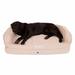3 Dog Personalized EZ Wash Premium Memory Foam Bolster Dog Bed, 38" L X 26" W X 10" H, Houndstooth, Medium, Off-White / Tan