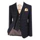 Mens and Boys Matching Slim Fit Herringbone Check Tweed Suits in Navy Blue 3 Piece 42 UK/US 52 EU Chest, 36 in. Trousers