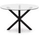 Table de salle à manger Full Argo ronde ø 119 cm en verre et pieds en noir - Kave Home