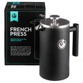 Coffee Fox French Press Double-walled stainless steel coffee pot Black filter jug French coffee press (Black)