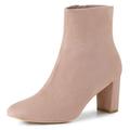 Allegra K Women's Dress Side Zip Chunky Heel Ankle Boots Dust Pink 7 UK/Label Size 9 US