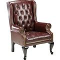 Lorell 33.75" W Reception Chair w/ Wood Frame Vinyl/Wood in Brown/Pink | 34.25 H x 33.75 W x 31 D in | Wayfair 60605