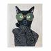 Ebern Designs Laronda Fashion Feline Striped Shirt & Round Glasses Cat Canvas Art Wood in Brown | 18 H x 12 W x 0.5 D in | Wayfair