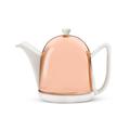 Gracie Oaks Obryant Ceramic/Stainless Steel Teapot Porcelain China/ in White | 5.4" H x 6.3" W x 9.3" D | Wayfair 66897C2DD7AF4CDA8D681E2B09B72CF5