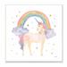 Zoomie Kids Aaryn Cute Unicorn Rainbow Watercolor Kids Canvas Art Canvas in Green/Yellow | 17 H x 17 W x 1.5 D in | Wayfair