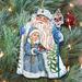 The Holiday Aisle® Deco Santa & Girl Hanging Wood Ornament Wood in Blue/Brown/White | 5 H x 5.5 W x 0.3 D in | Wayfair 8111410