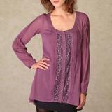 Free People Tops | Free People Lace Button Down Tunic | Color: Purple | Size: Xs